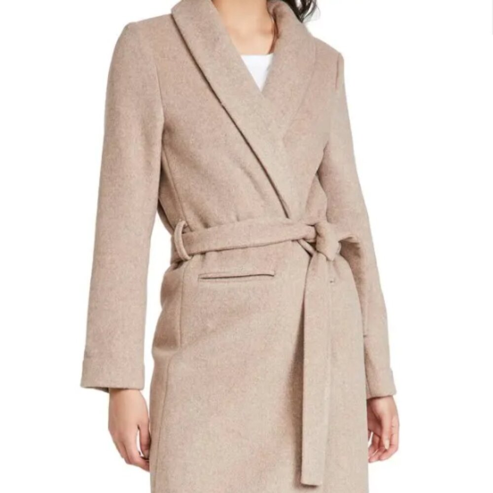 Reformation Greenwich Wool-Blend Coat – Oatmeal Beige – Size Small – NWOT